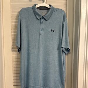 LNWOT Under Armour Men's Blue Polo Shirt SIZE XXL HEAT CONTROL MATERIAL